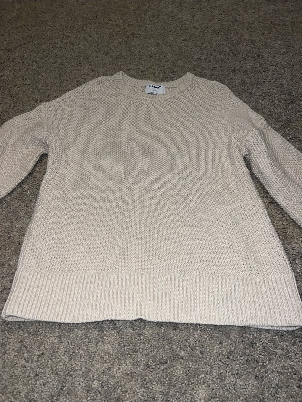 Old Navy Women’s Cream Crewneck Textured Sweater